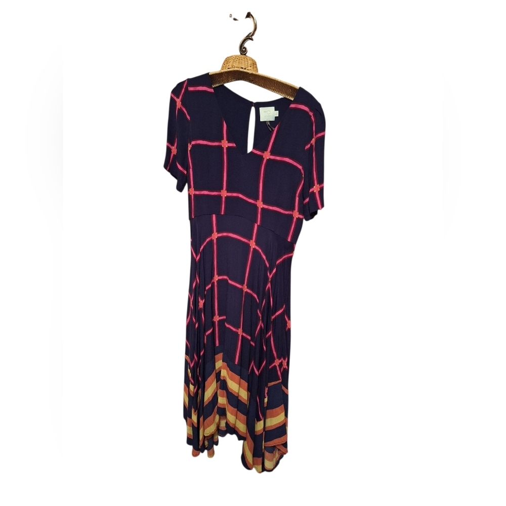Anthropologie  HD Paris Pane Midi Dress ladies US 4 Asymmetrical Hem boho Edgy